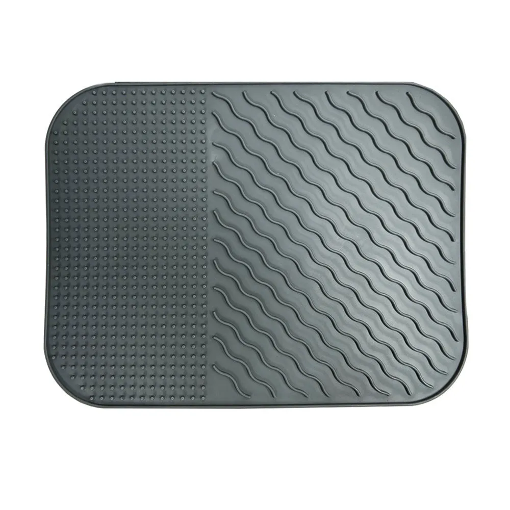 1 Non Slip Silicone Dish Mat Drain Pad Counter Trivet Multi Use BPA Free 14"x11"