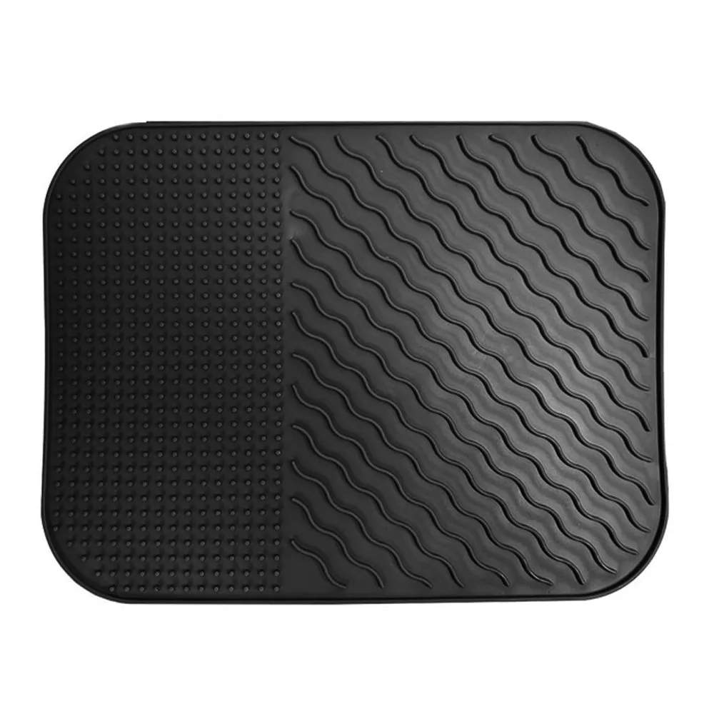 1 Non Slip Silicone Dish Mat Drain Pad Counter Trivet Multi Use BPA Free 14"x11"