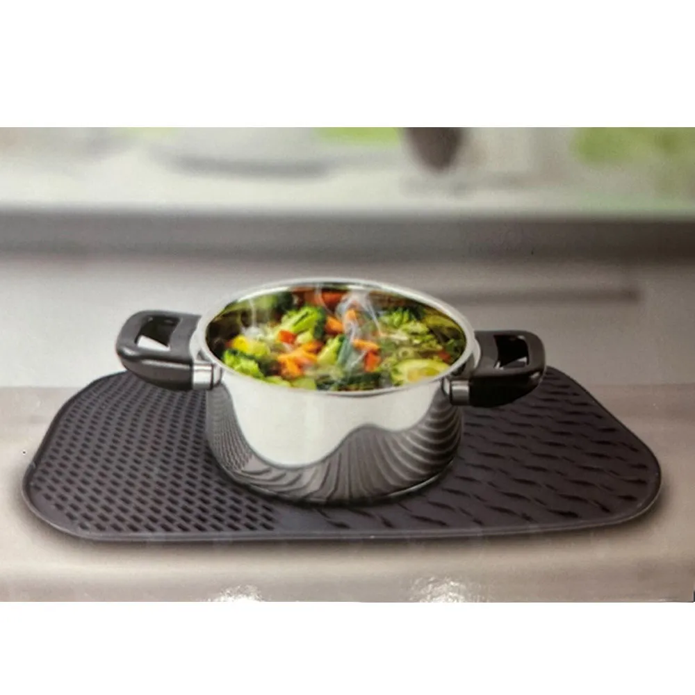 1 Non Slip Silicone Dish Mat Drain Pad Counter Trivet Multi Use BPA Free 14"x11"
