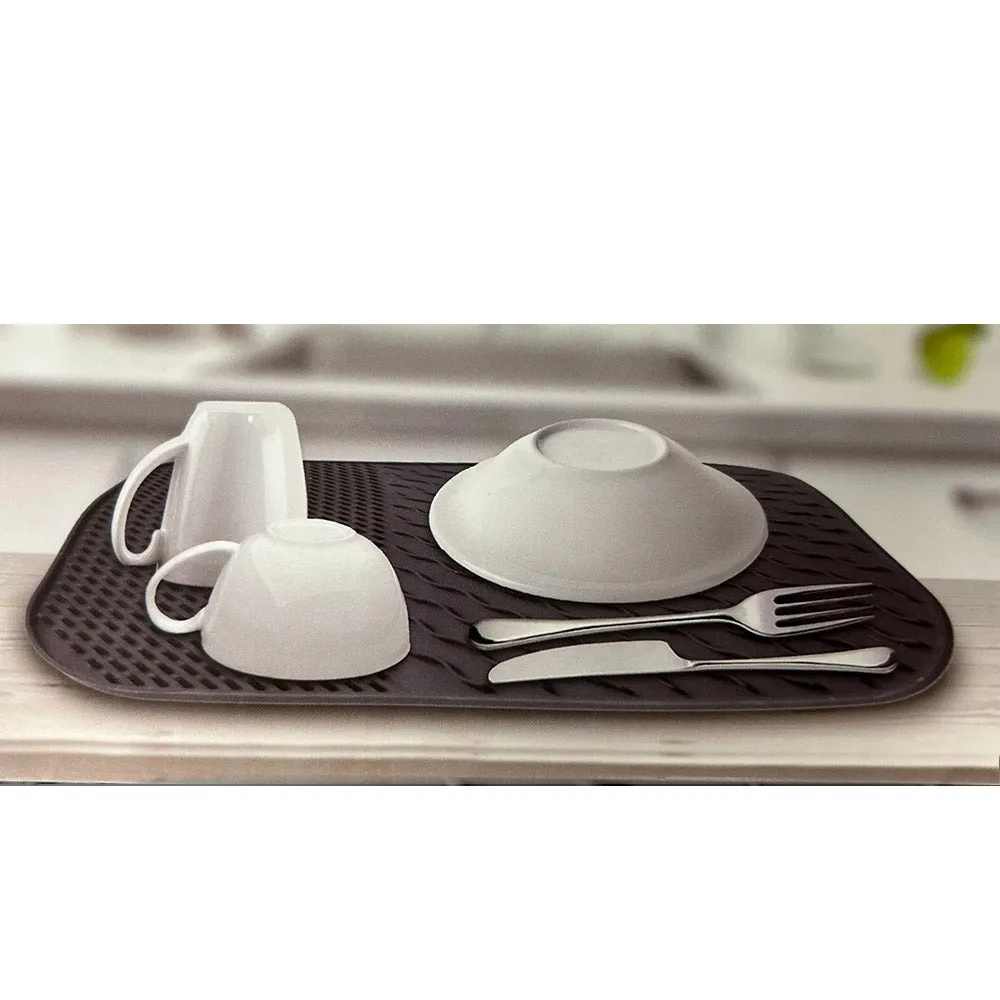 1 Non Slip Silicone Dish Mat Drain Pad Counter Trivet Multi Use BPA Free 14"x11"