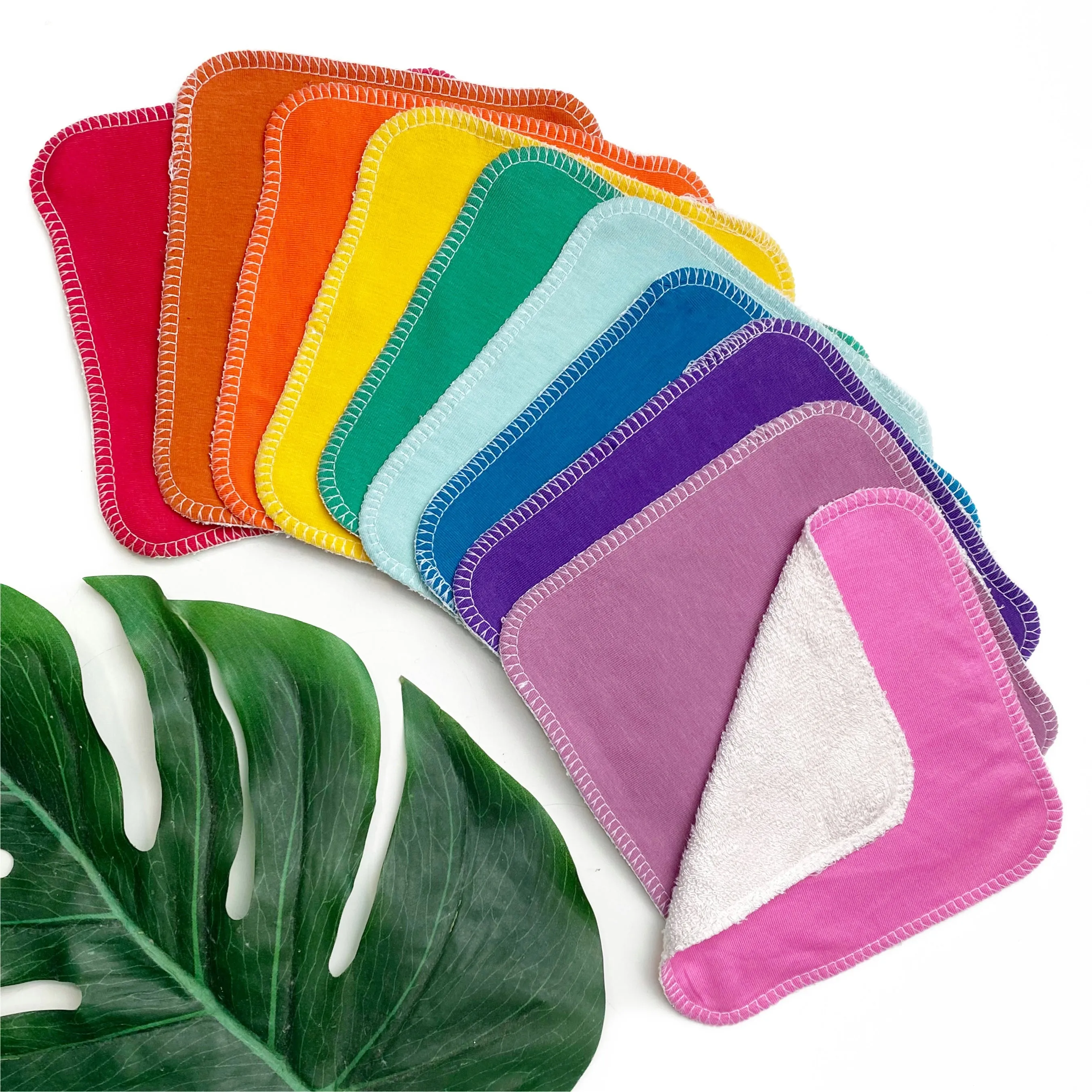 10 Organic Reusable Wipes - Plain Coloured Baby Wipes