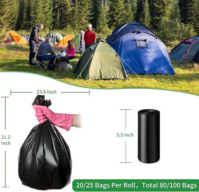 100 Portable Camping Toilet Bags,8 Gallon Super Thick Camping Toilet Bags Biodegradable Porta Potty Bags Leak-Proof Trash Bags for Adults Outdoor Boating Travel
