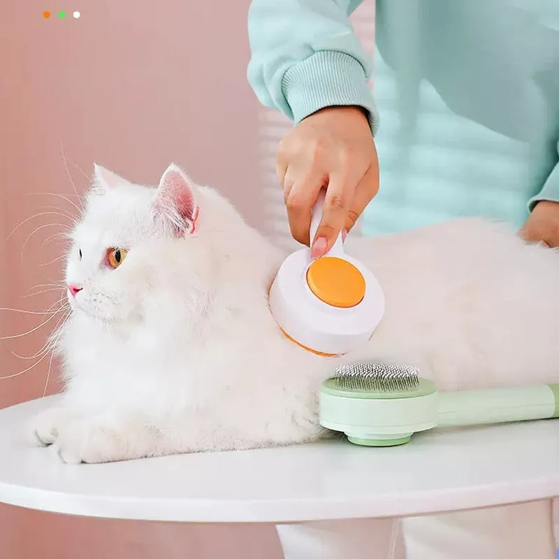 2-in-1 cleansing pet hair removal brush
