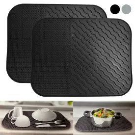 2 Silicone Dish Drying Sink Mat 14"x11" No slip BPAFree Rubber Trivet Countertop