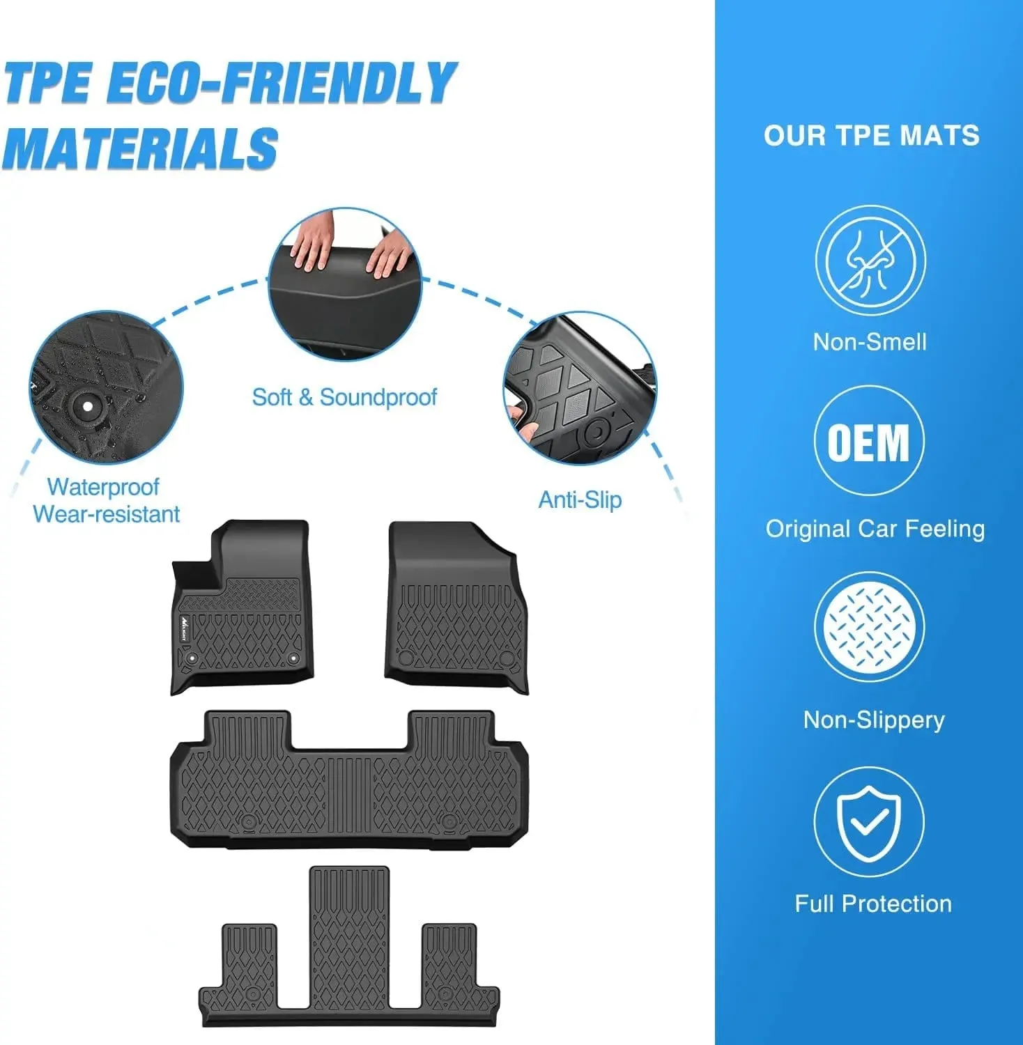 2018-2025 Chevy Traverse Bucket Seats TPE Floor Mats