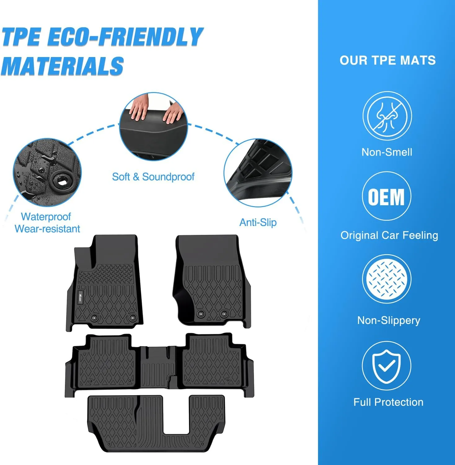 2021-2025 Jeep Grand Cherokee L 7 Passenger TPE Floor Mats