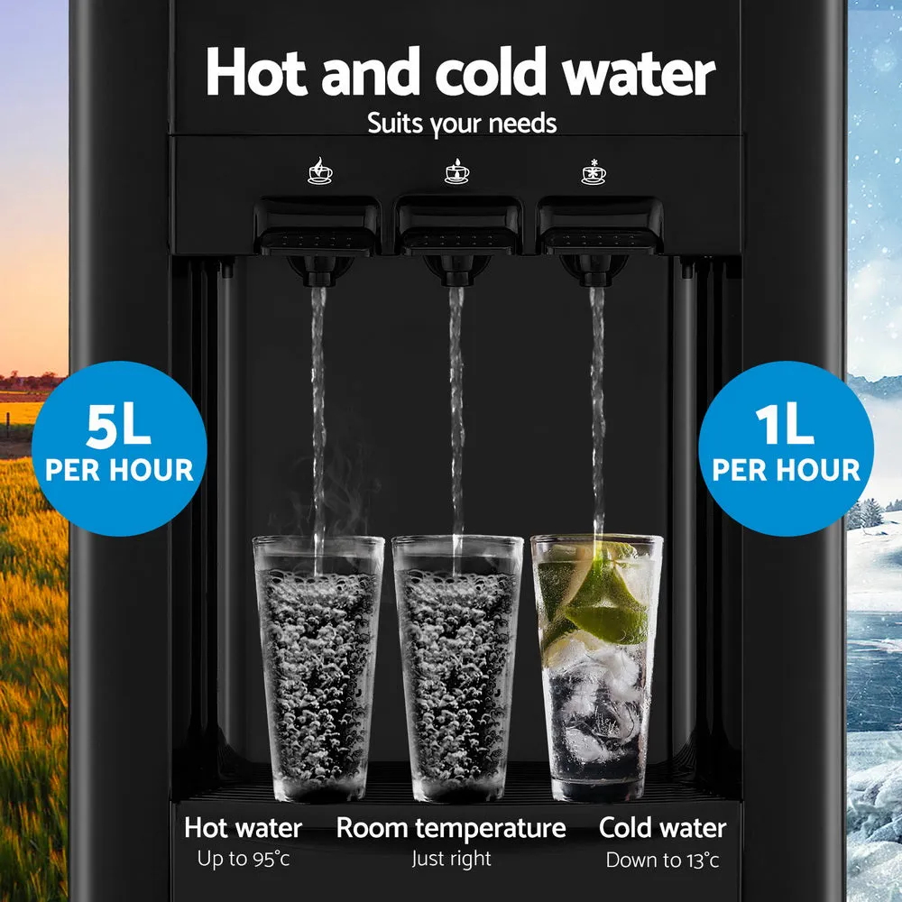 22L Devanti Water Cooler Dispenser | Bench Top | 3 Taps | Chiller Filter Purifier | Black