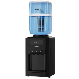 22L Devanti Water Cooler Dispenser | Bench Top | 3 Taps | Chiller Filter Purifier | Black