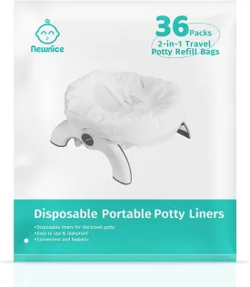 36 Packs Disposable Potty Bags, Portable Travel Potty Bags with 200ml Absorbent Pads, Potty Liners Compatible with OXO Tot 2-in-1 Go Potty, Potty Training Liners Fit Most Potty Chairs for Toddlers