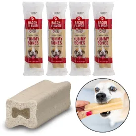 4 Bacon Flavor Bone Dog Treat Puppy Pet Filled Biscuit Doggie Snack Cookie 2.8oz