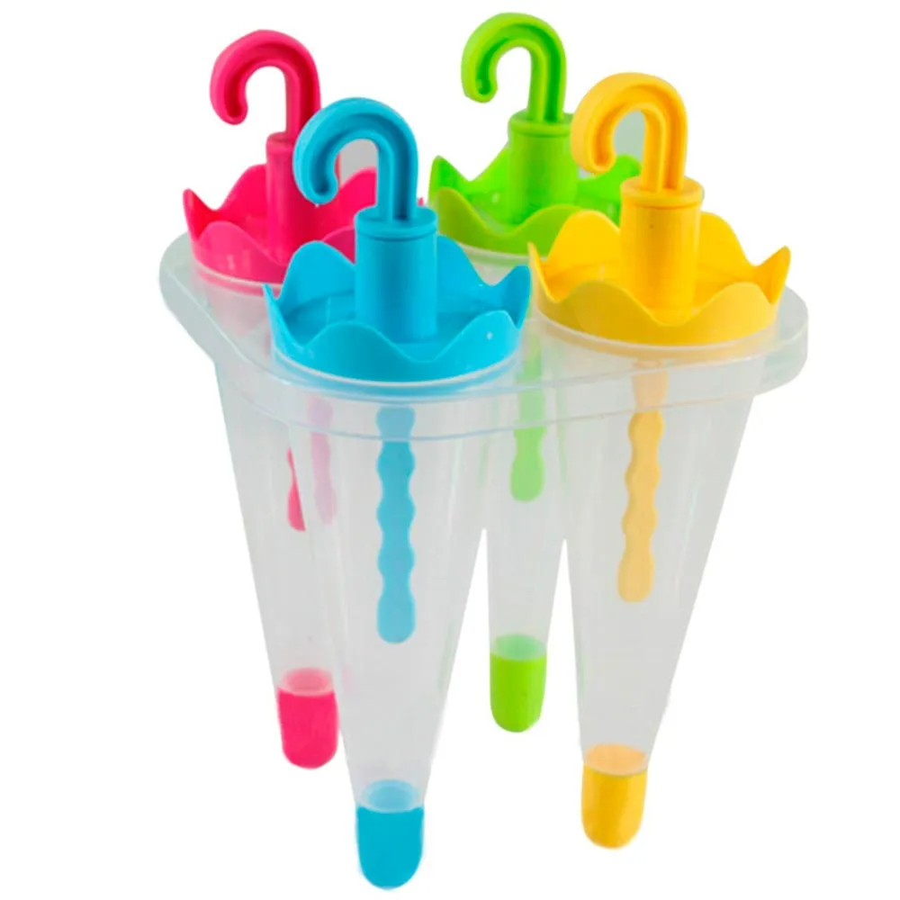 4 Umbrella Ice Pop Maker Mold Popsicle Dessert Ice Cream Frozen Pops Cake Treats
