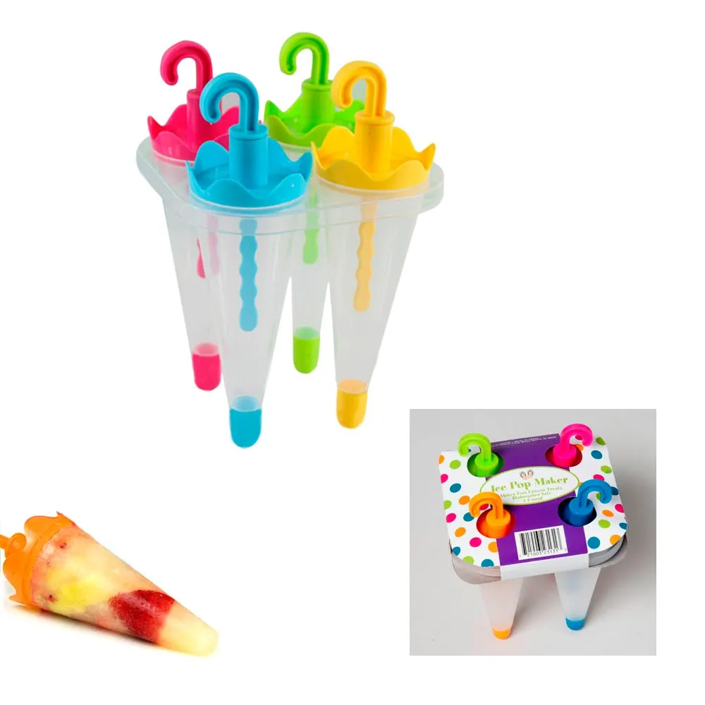8 Umbrella Ice Pop Maker Mold Popsicle Dessert Ice Cream Frozen Pops Cake Treats