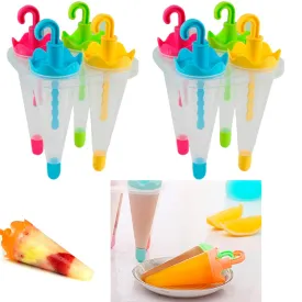 8 Umbrella Ice Pop Maker Mold Popsicle Dessert Ice Cream Frozen Pops Cake Treats