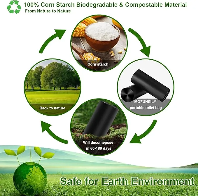 80 Portable Toilet Bags, Thickened Biodegradable 8 Gallon Compostable Camping Toilet Bags for 5 Gallon Bucket Toilet, Camp Toilet Waste Bags,Poop Bags for Outdoor,Hiking, Boating