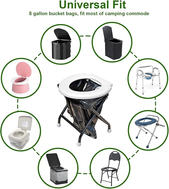 80 Portable Toilet Bags, Thickened Biodegradable 8 Gallon Compostable Camping Toilet Bags for 5 Gallon Bucket Toilet, Camp Toilet Waste Bags,Poop Bags for Outdoor,Hiking, Boating