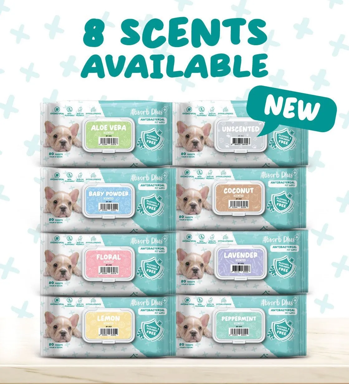 Absorb Plus Antibacterial Pet Wipes - Aloe Vera (80pcs) | Alcohol & Paraben Free