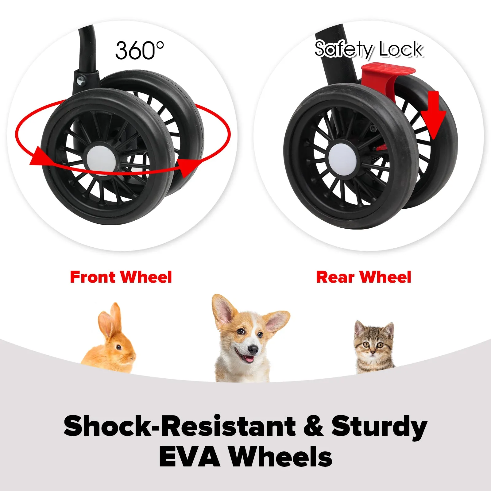 Advwin Pet Stroller Dog Carrier Foldable 4-Wheel