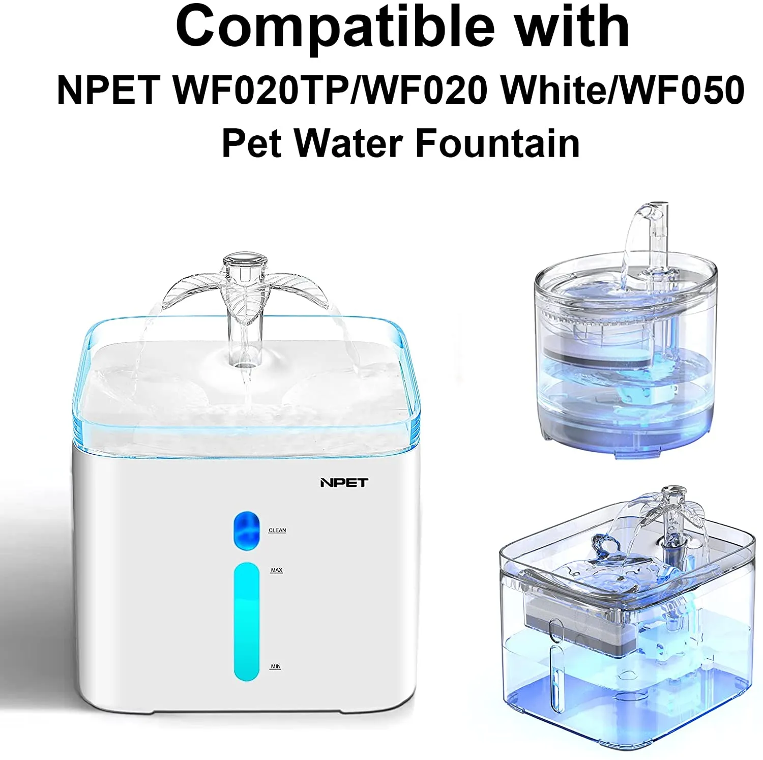 Auto Shut-Off Pump with LED Light for NPET Cat Water Fountain