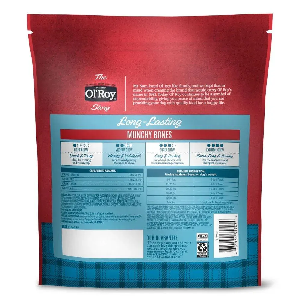 Bacon Cheese Munchy Bone Dog Treats 7 Count