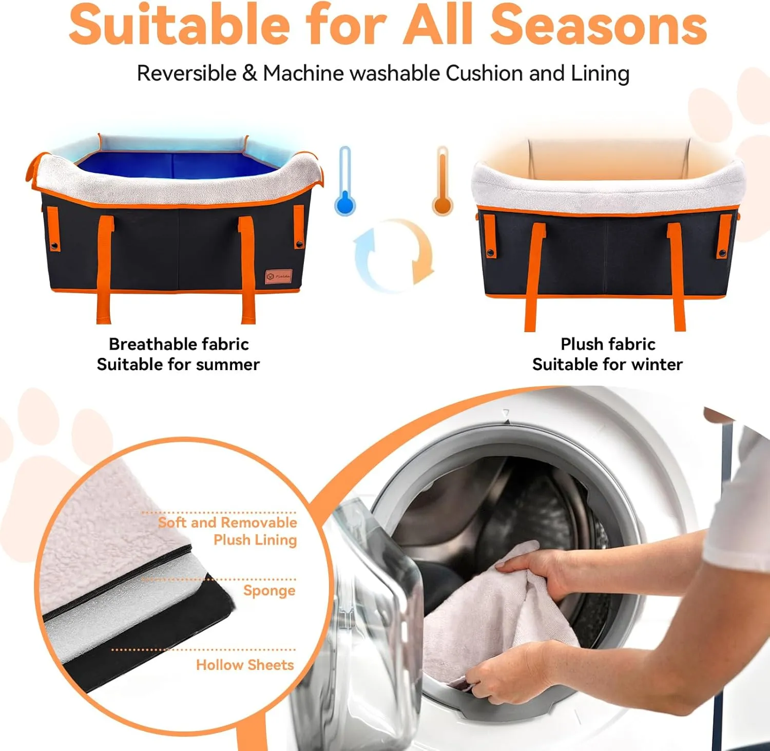 Car Dog Seat for Large Medium Dogs, Waterproof Puppy Dog Booster Pet Seat for Car with 2 Clip-On Harness and Thick Padding, Portable Pet Dog Bed Carrier for Pets
