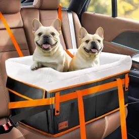 Car Dog Seat for Large Medium Dogs, Waterproof Puppy Dog Booster Pet Seat for Car with 2 Clip-On Harness and Thick Padding, Portable Pet Dog Bed Carrier for Pets