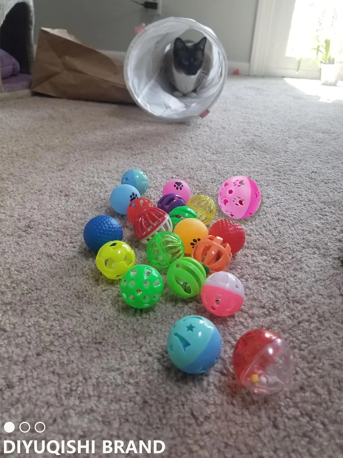 Cat Toys for Indoor Cats & Kittens, 10 Plastic Balls with Bells, Interactive Play & Healthy Exercise, 1.5-2.2 Inches, Assorted Styles