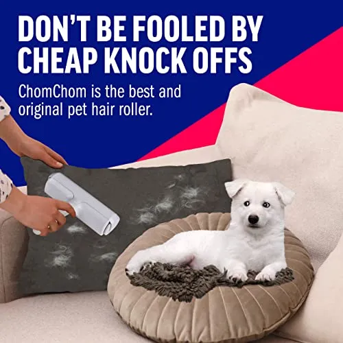 ChomChom Pet Hair Remover - Reusable Cat and Dog Hair Remover for Furniture, Couch, Carpet, Car Seats or Bedding - Portable, Multi-Surface Lint Roller and Fur Removal Tool