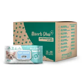 [CTN OF 12] Absorb Plus Antibacterial Pet Wipes (80pcs) | Alcohol & Paraben Free