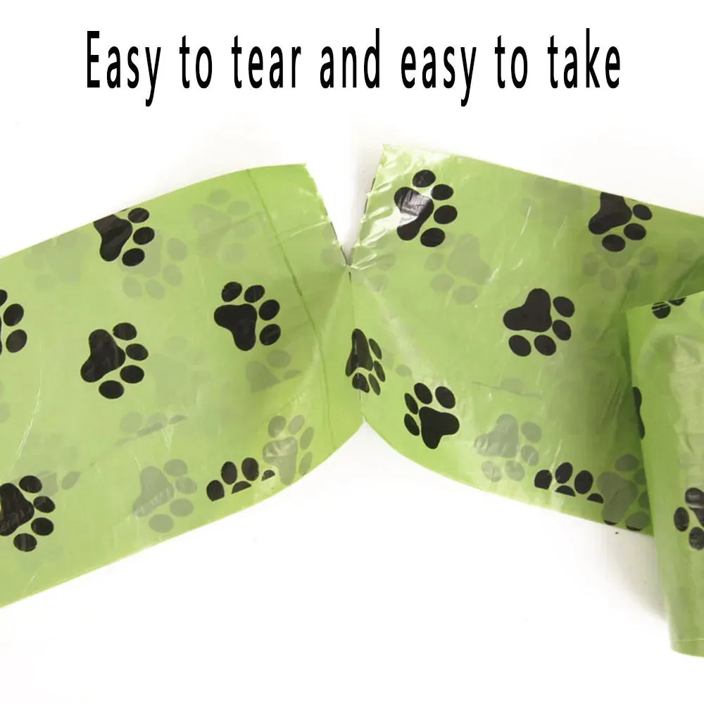 Disposable Dog Waste Bags with Paw Prints for Outdoor Clean-Up
