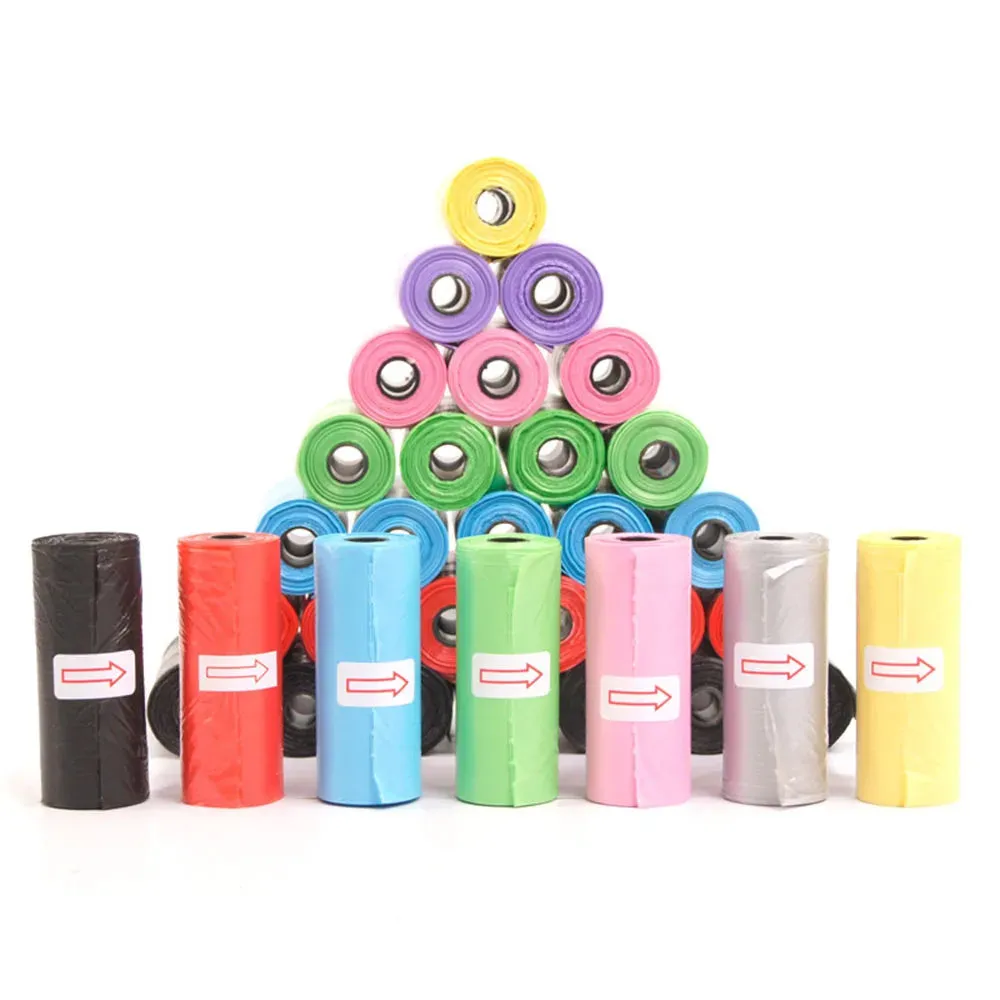 Disposable Dog Waste Bags with Paw Prints for Outdoor Clean-Up
