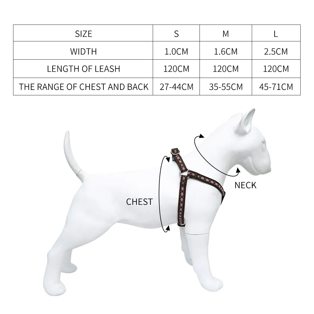 Dog Harness Leash Set Adjustable No Pull 3 Sizes Heavy Duty Walking Training Pet