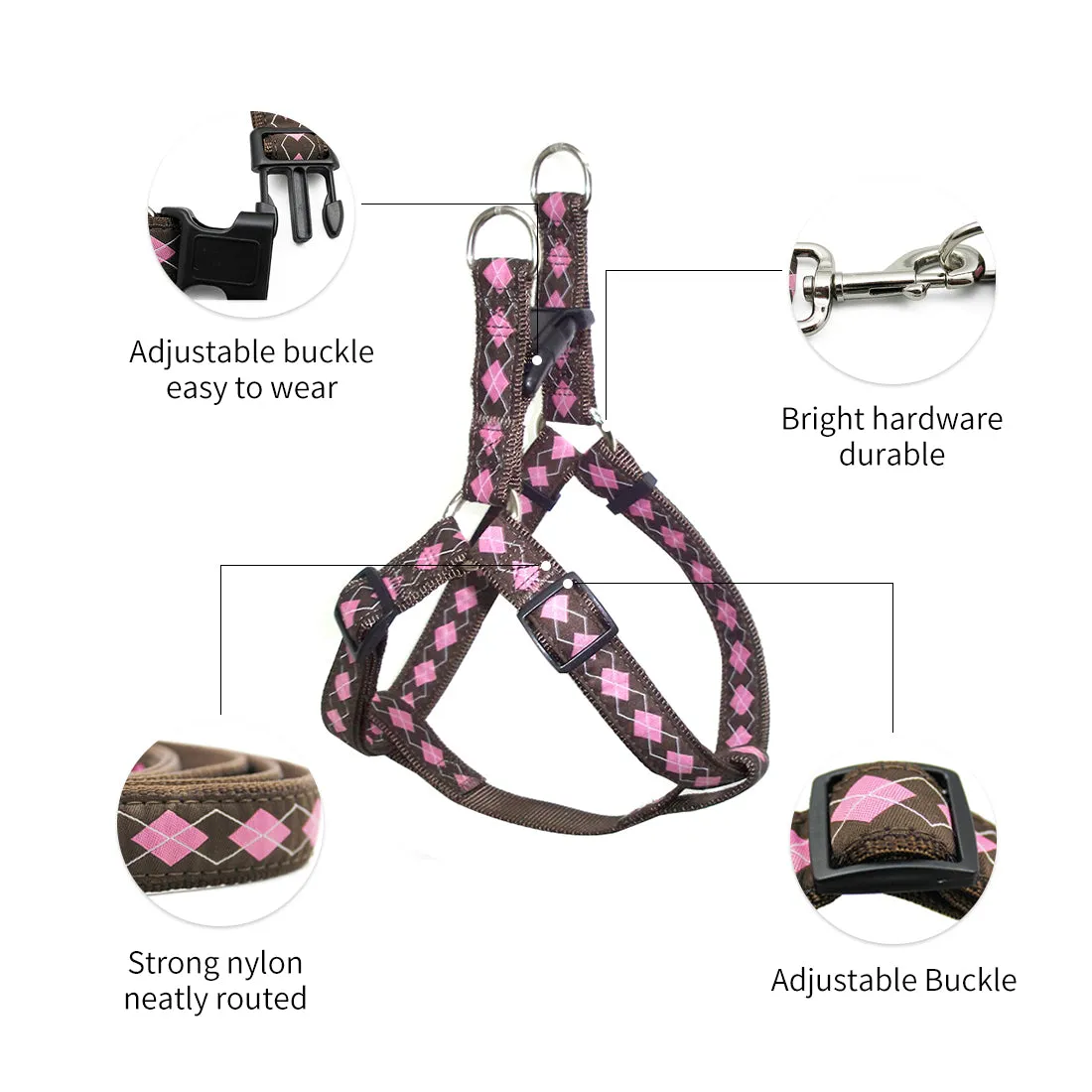 Dog Harness Leash Set Adjustable No Pull 3 Sizes Heavy Duty Walking Training Pet