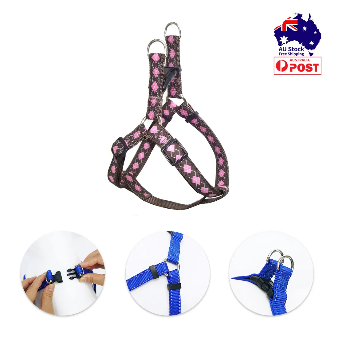 Dog Harness Leash Set Adjustable No Pull 3 Sizes Heavy Duty Walking Training Pet