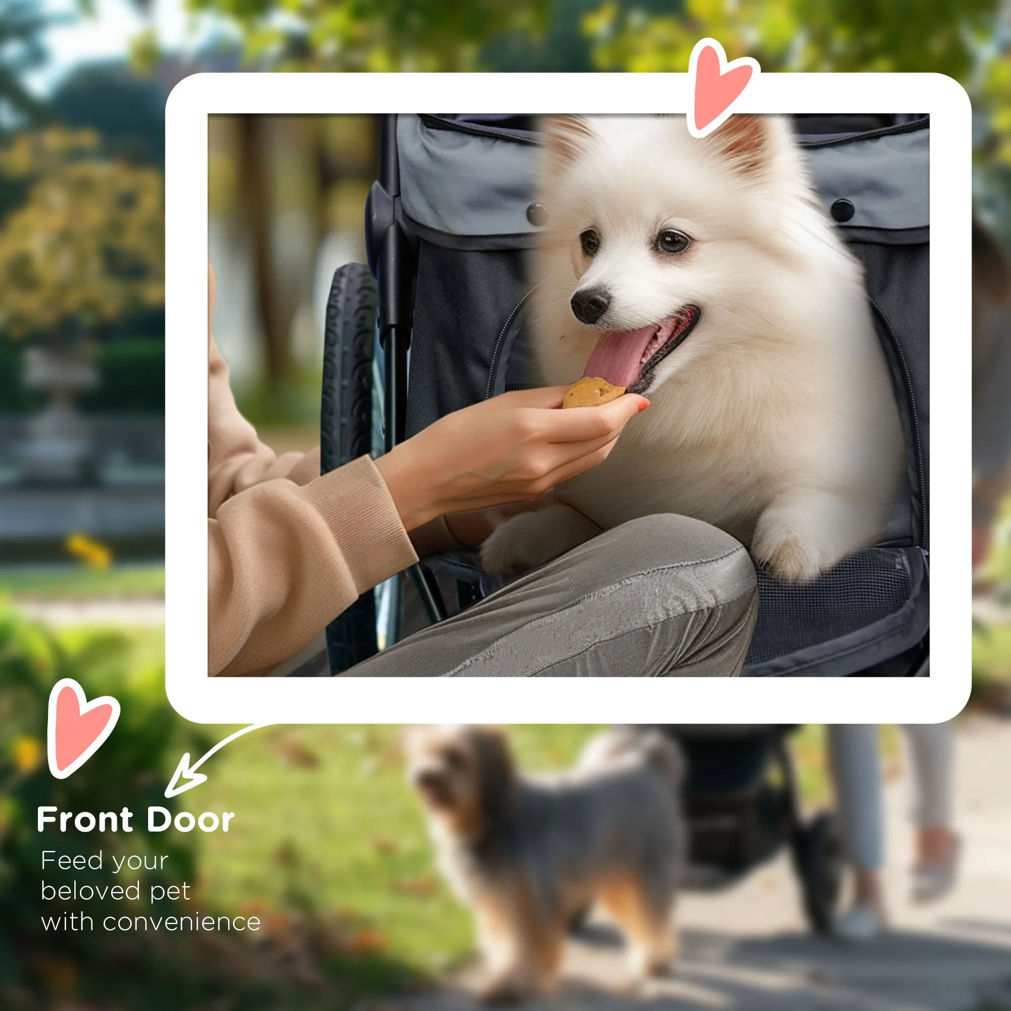 Dog Pram Dog Stroller Jogger Foldable Pet Pushchair for Medium, Small Dogs, w/ Rubber Wheels, Washable Cushion - Grey