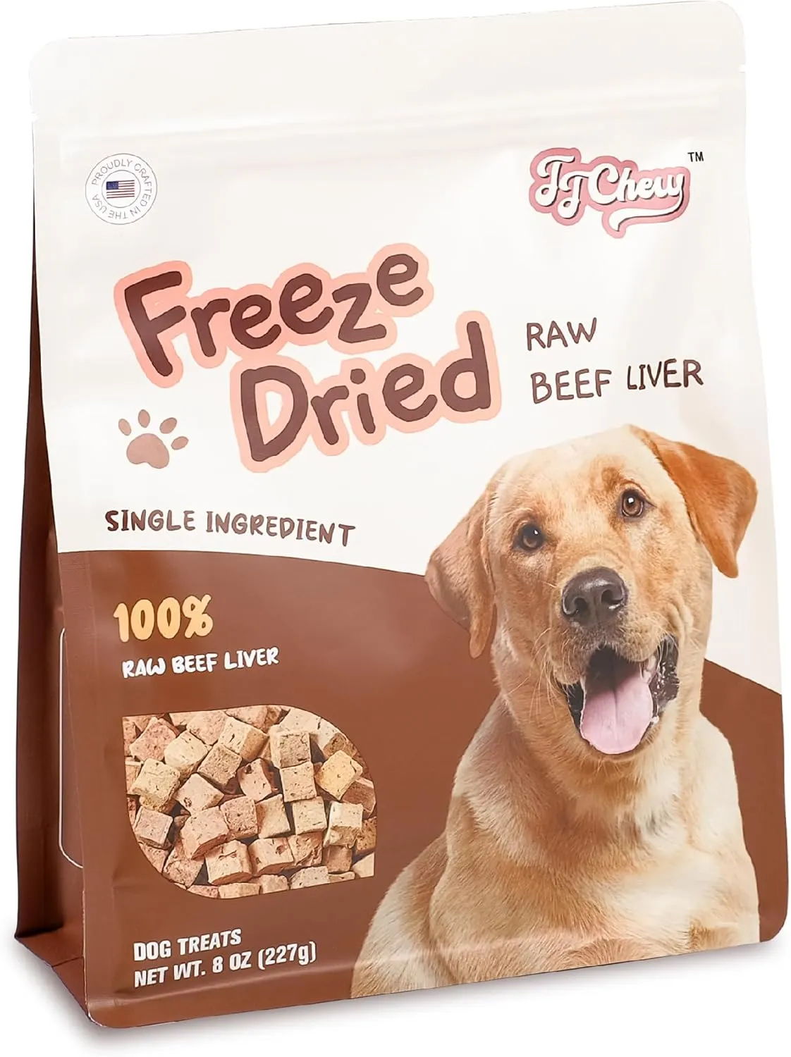 Freeze Dried Raw Beef Liver, Grain Free Single Ingredient Treat Or Meal Mixer for Small & Large Breeds, Dog Treat 8 oz