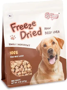 Freeze Dried Raw Beef Liver, Grain Free Single Ingredient Treat Or Meal Mixer for Small & Large Breeds, Dog Treat 8 oz