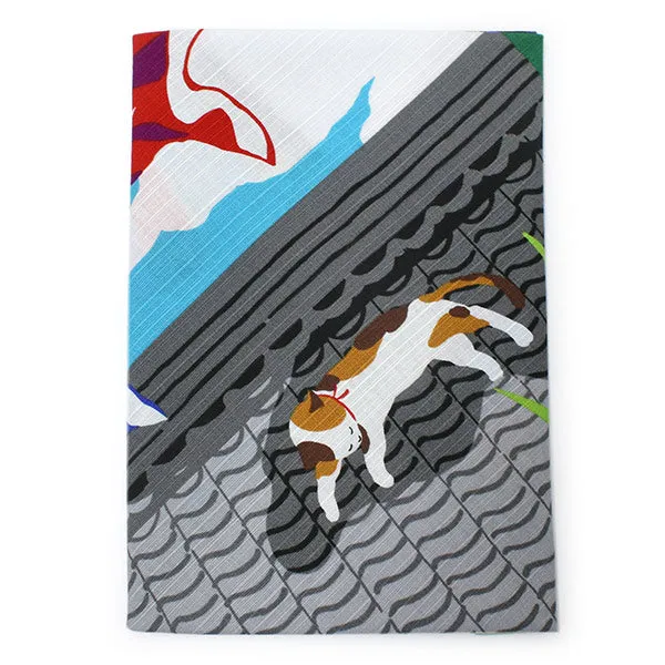 Furoshiki, Japanese Traditional Handkerchief Wrapping Cloth - Small, Blue Calico cat Mike Carp Streamer