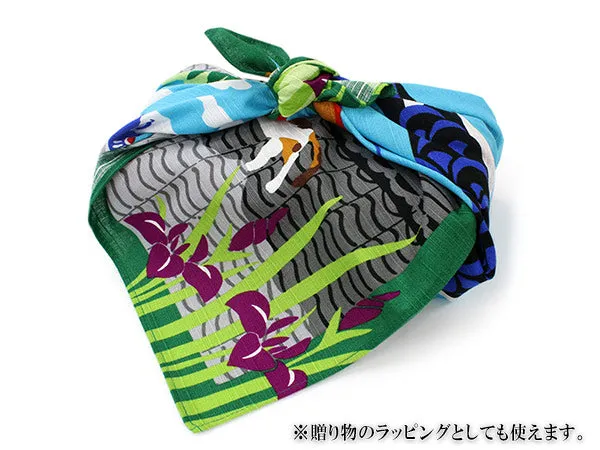 Furoshiki, Japanese Traditional Handkerchief Wrapping Cloth - Small, Blue Calico cat Mike Carp Streamer