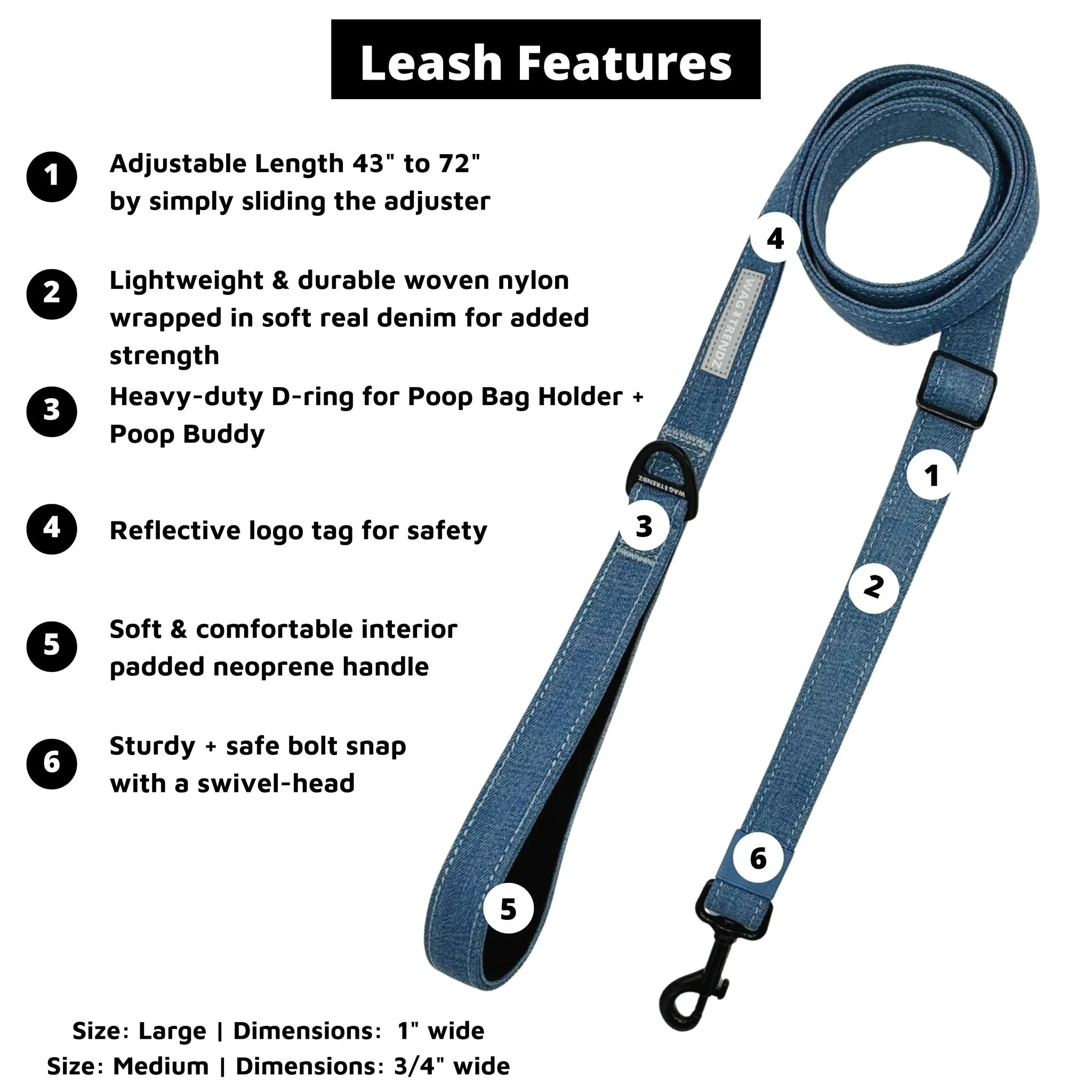 Harness and Leash Set   Poop Bag Holder | Downtown Denim