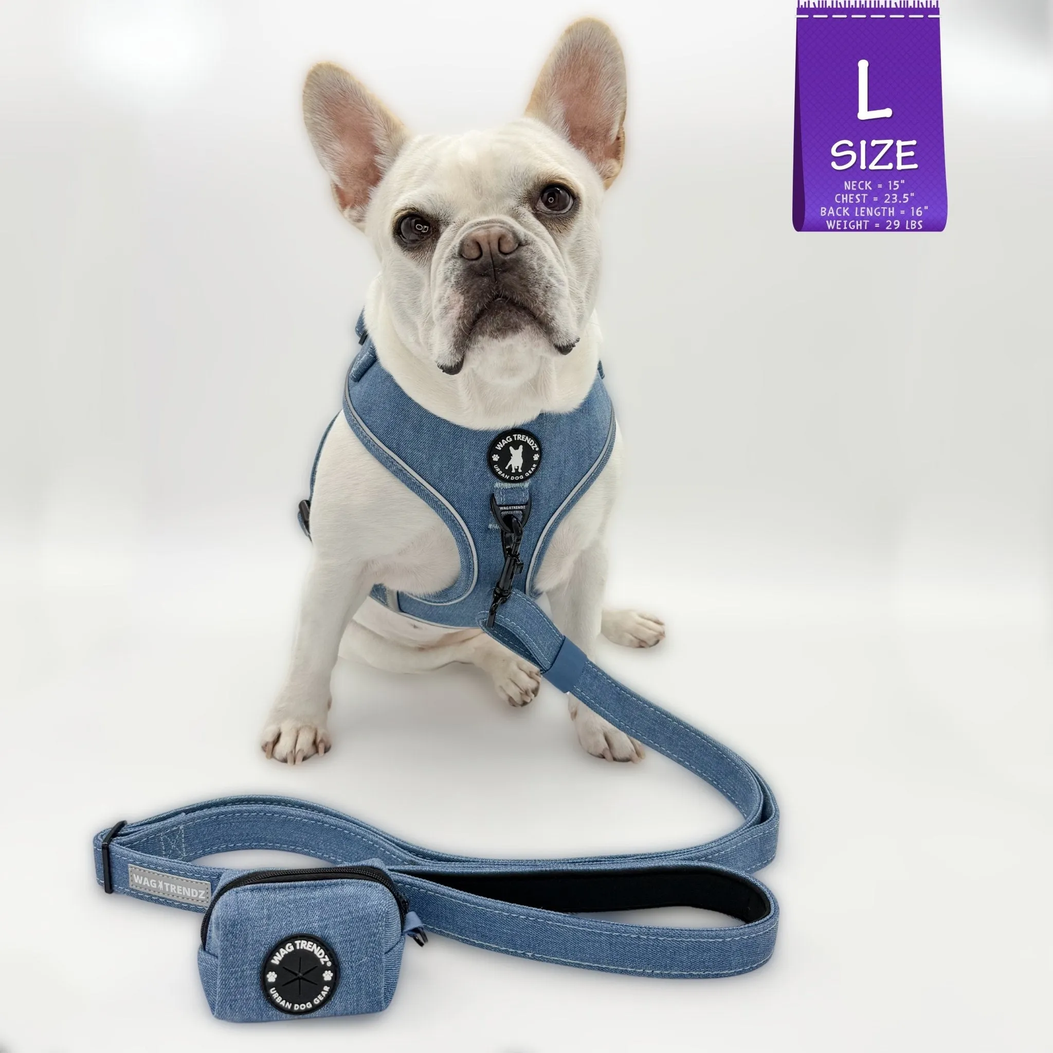 Harness and Leash Set   Poop Bag Holder | Downtown Denim