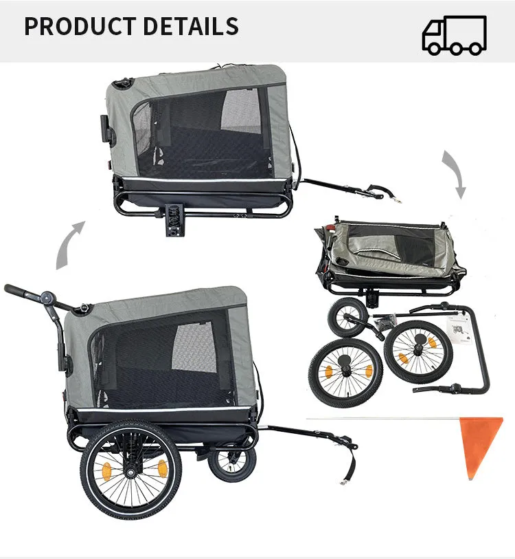 Heavy Duty Foldable Stroller Bicycle Trailer for Dogs