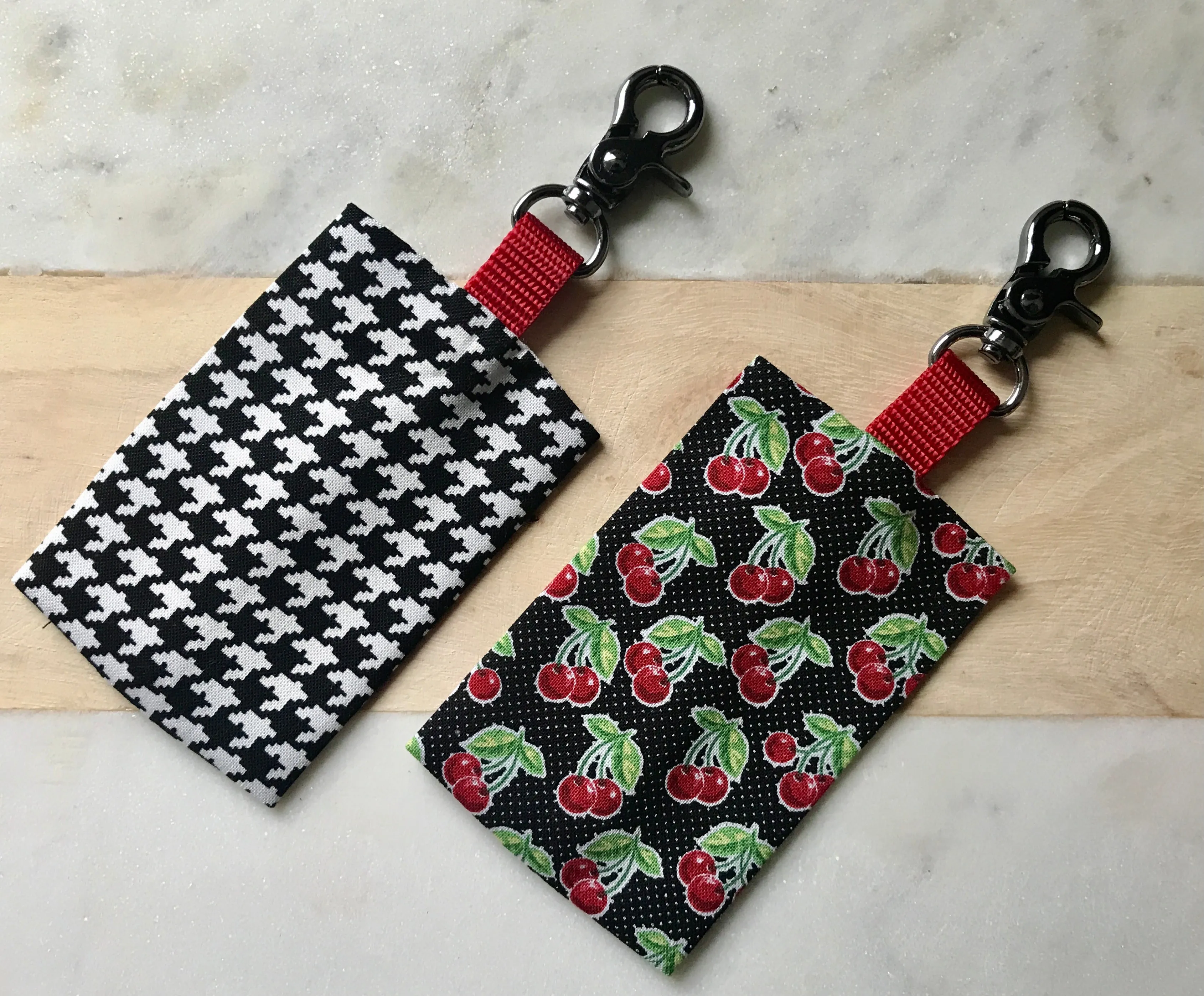 Houndstooth Or Red Cherry Dog Poop Bag Dispenser