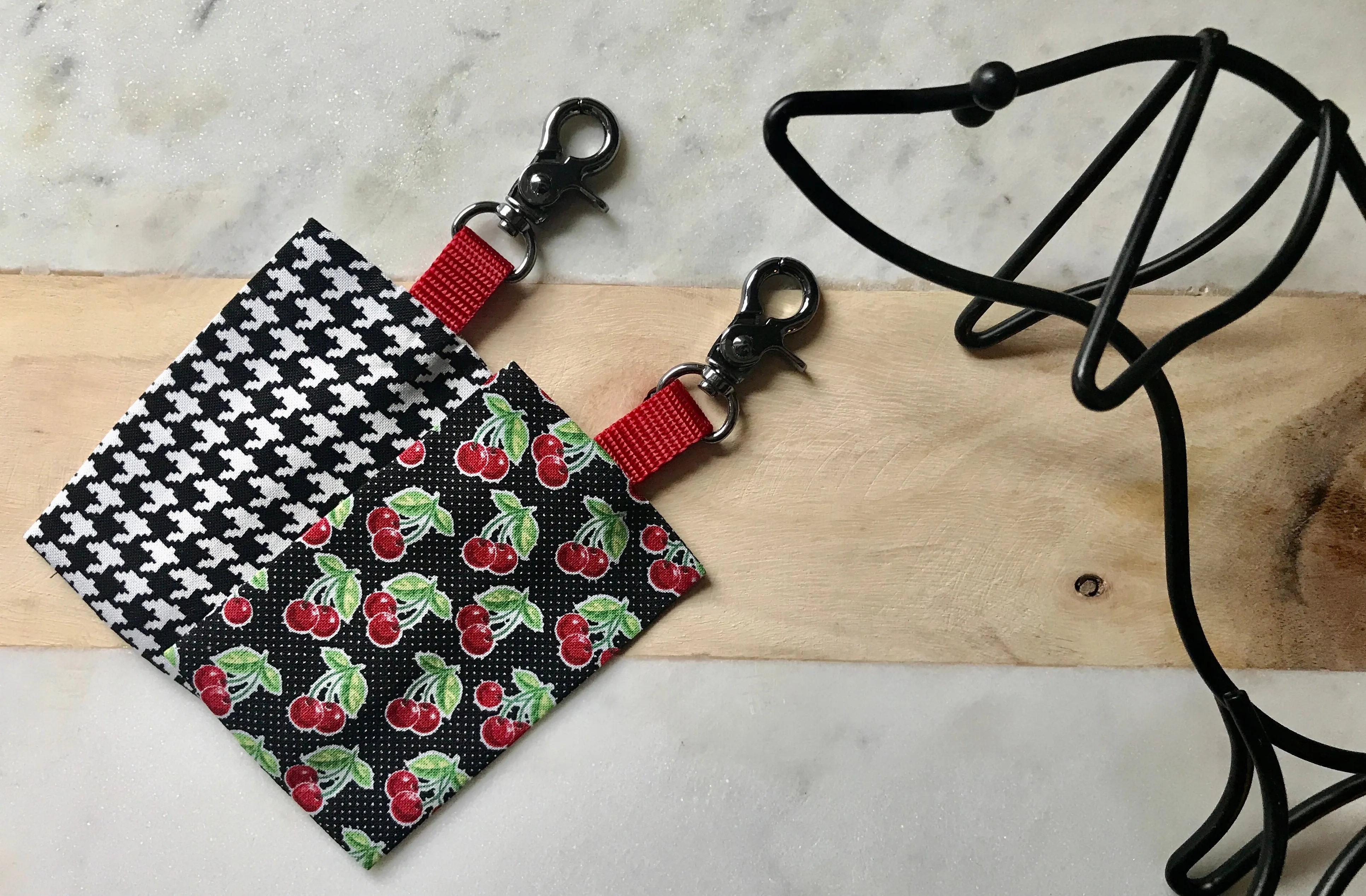 Houndstooth Or Red Cherry Dog Poop Bag Dispenser