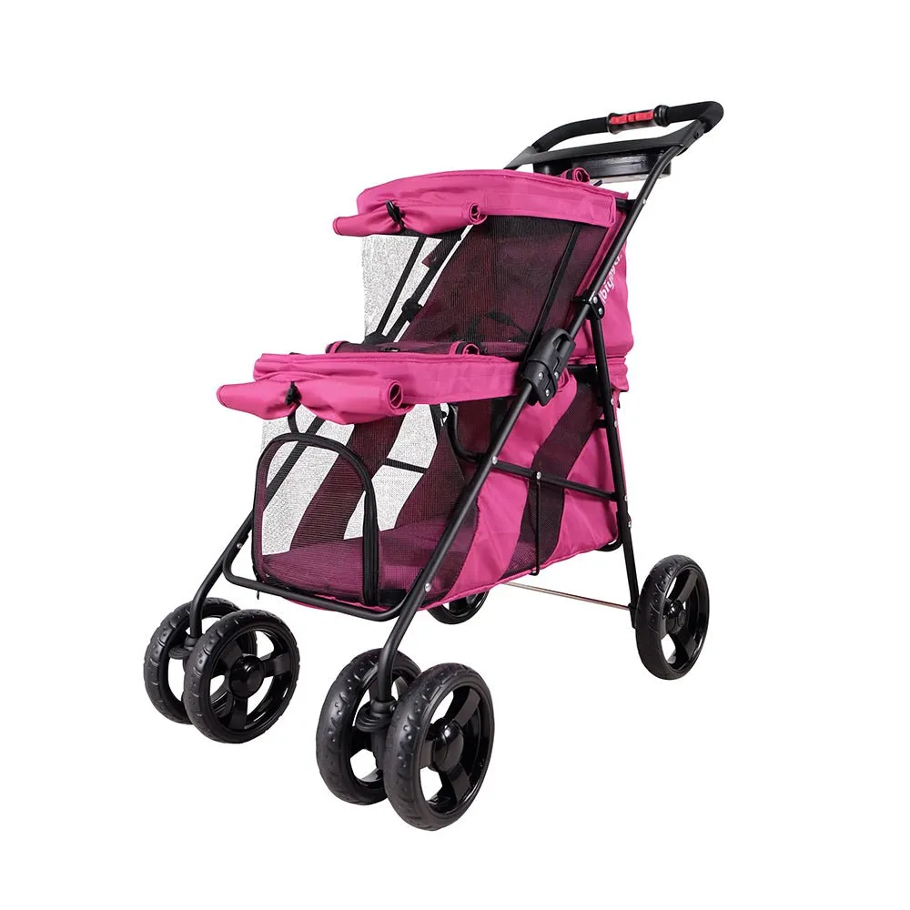Ibiyaya Double Decker Pet Stroller for Multiple Pets - Silver Gray
