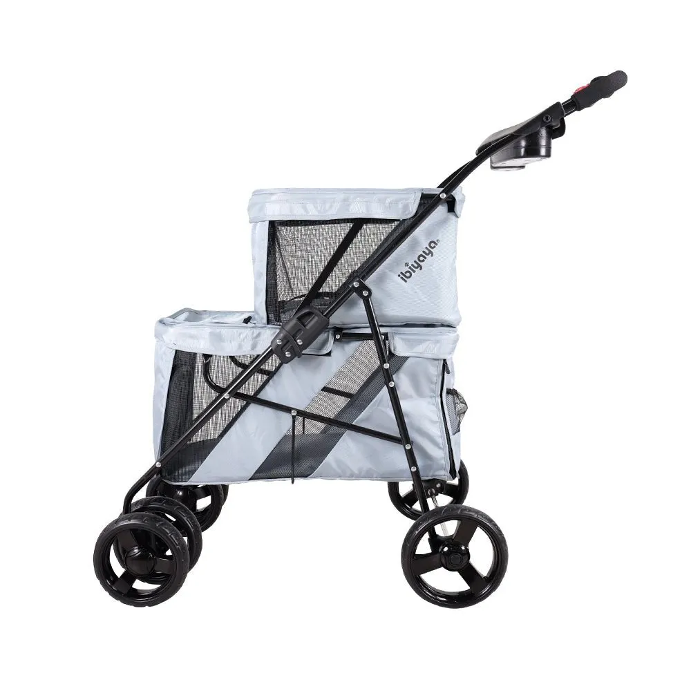 Ibiyaya Double Decker Pet Stroller for Multiple Pets - Silver Gray