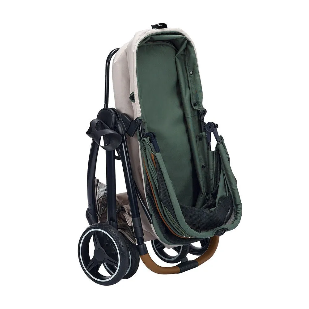 Ibiyaya Retro Luxe Folding Pet Stroller for Pets up to 30kg - Soft Sage
