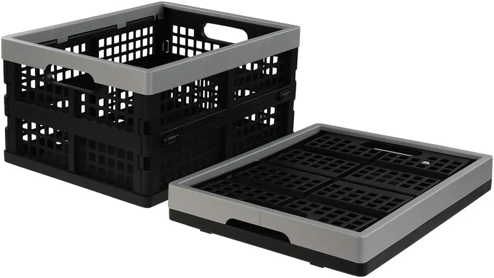 Jekiyo 16-Liter Folding Crates Storage, Collapsible Container Plastic, Set of 1