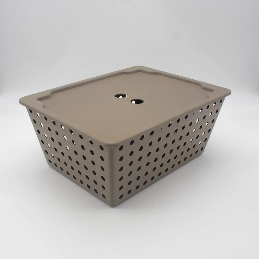 LARGE BASKET WITH LID  15 3/8” X 11 7/8” X 6 1/4” COZA