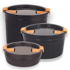 Magnus Microwave Safe Stainless-Steel Steam Lock Kitchen Food Storage Containers with Lid (Set of 3) | 150 ml   300 ml   450 ml | Black