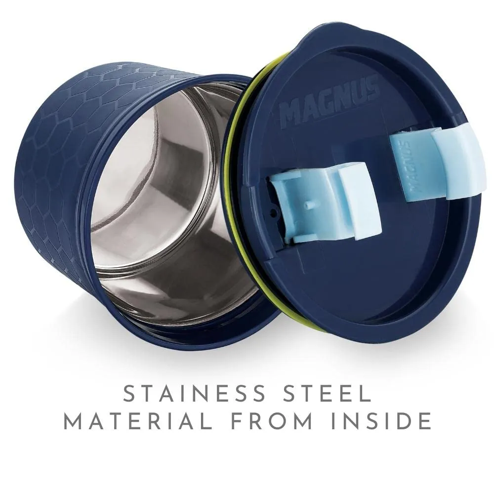 Magnus Microwave Safe Stainless-Steel Steam Lock Kitchen Food Storage Containers with Lid (Set of 3) | 150 ml   300 ml   450 ml | Black